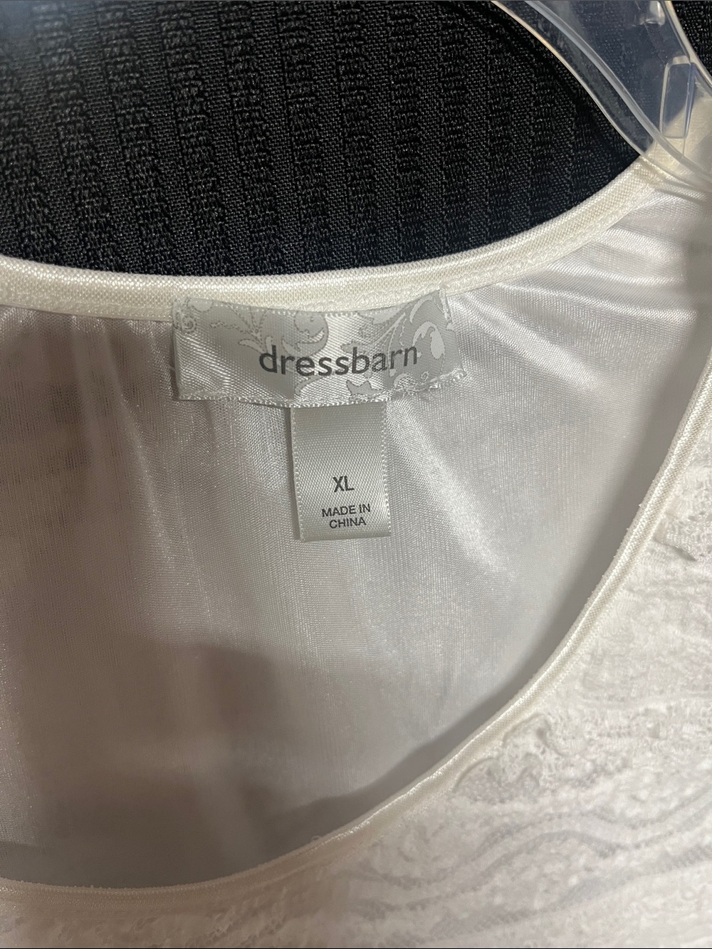 dressbarn White Short Sleeve Lace-Texture Tee - Picture 2 of 4